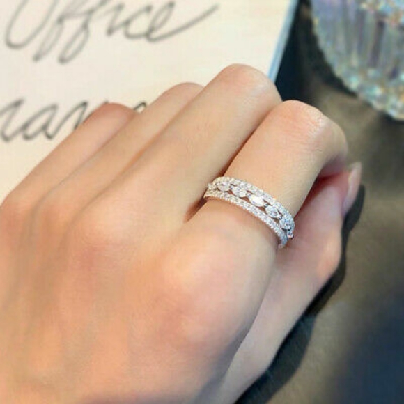 Silver Cubic Zirconia Liberty Ring - Picture 2 of 11